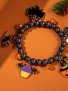 Halloween Charm Beaded Stretch Bracelet